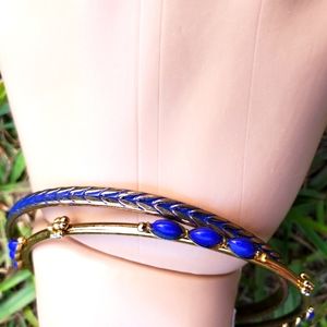Bollywood blue gold beaded bracelets boho bohemian India set of 2